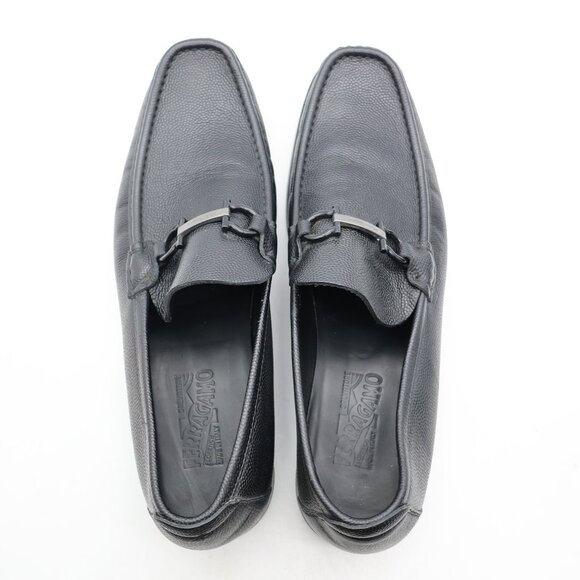 Salvatore Ferragamo Horse Bit Loafer Black Pebbled Leather Men's 12 D Slip On - Picture 9 of 10